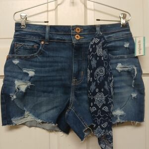 New Maurices Edgely Universal Thread Blue Distressed Jeans with Raw Hem
